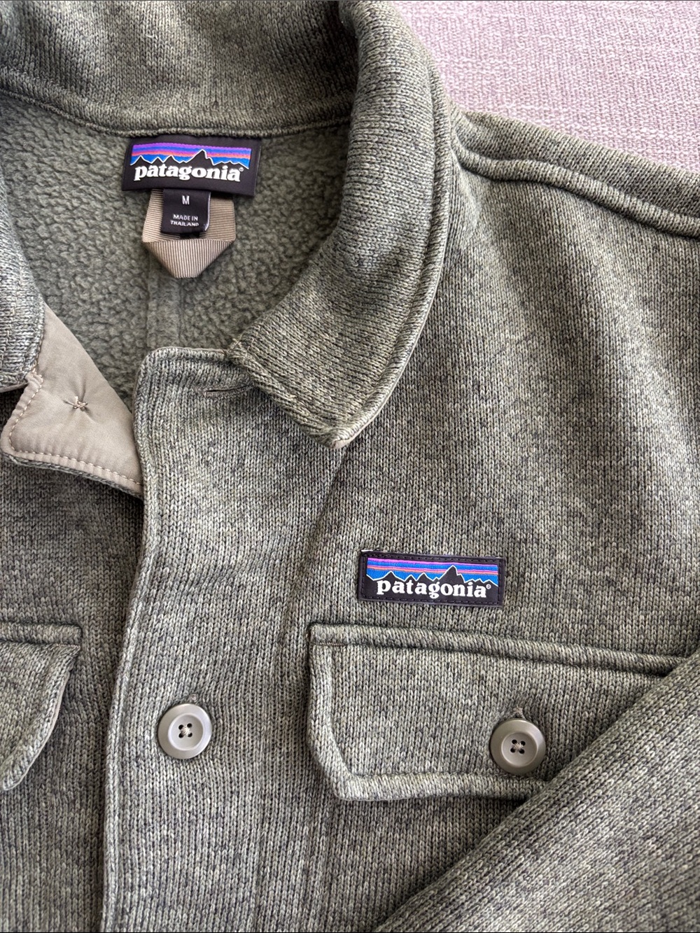 Patagonia Olive Green Wool-Blend Shirt Jacket - Picture 4 of 7